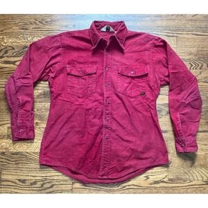 VTG 90s Duxbak Chamois Cloth Button Up Shirt Mens Large Flannel Red Outdoors